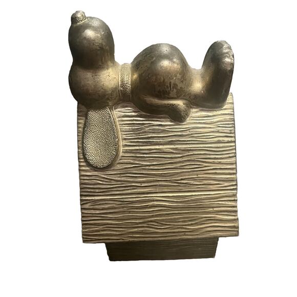 Snoopy Dog House Metal Piggy Bank 1958 Complete Comic Silverplate Schulz Peanuts - Picture 2 of 6